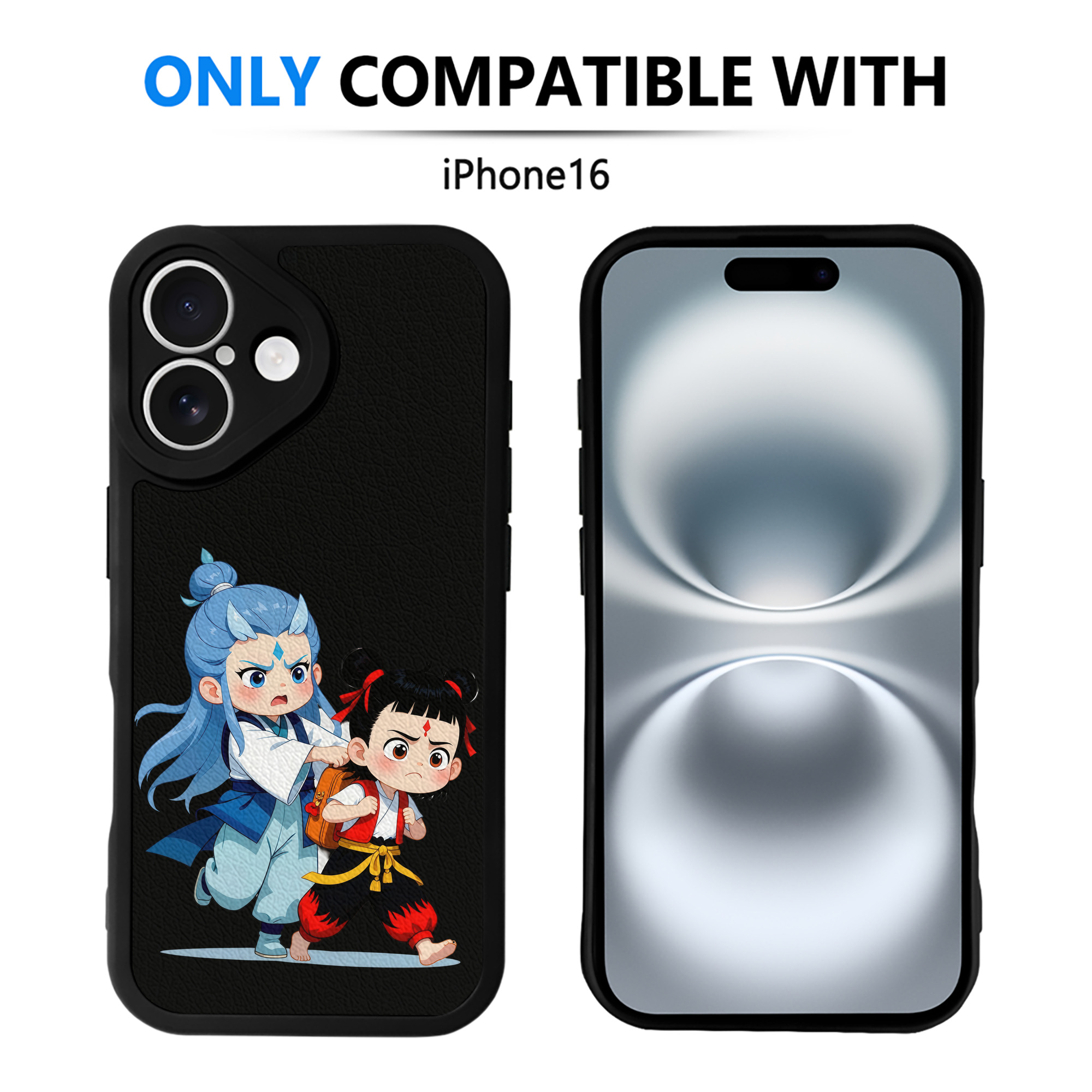 （画像用） Ne Zha 2 ナタ 魔童の大暴れ 【iPhone 16シリーズ対応】シリコンスマホケース（レザー調） 材質：シリコン